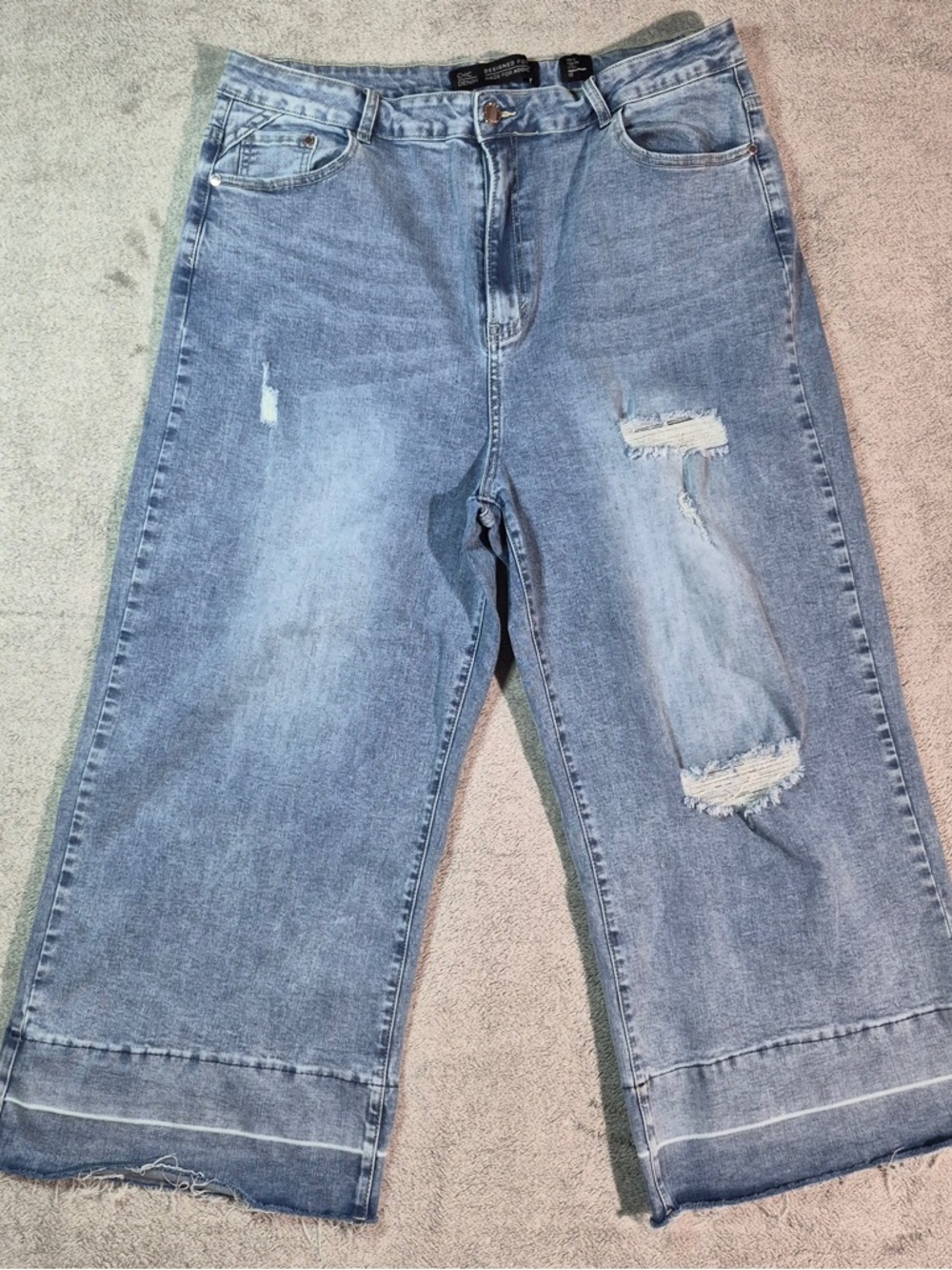 Chic DenimWomen’s Light Blue Distressed Wide-Leg Jeans Harley High-Rise